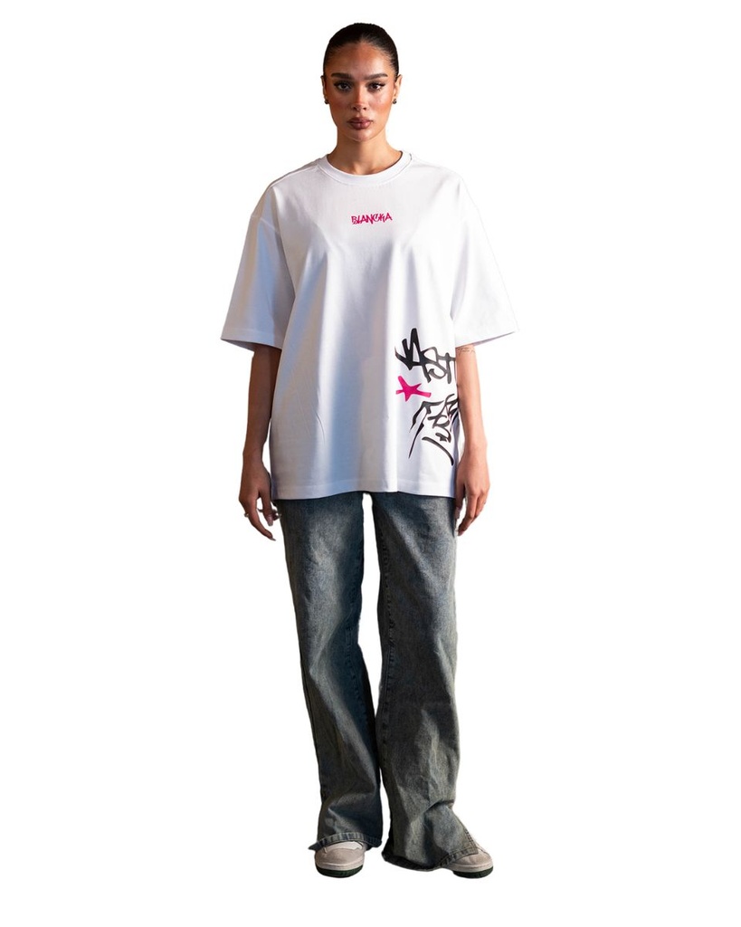BLANCKA SIDE GRAFFITI TEE WHITE S