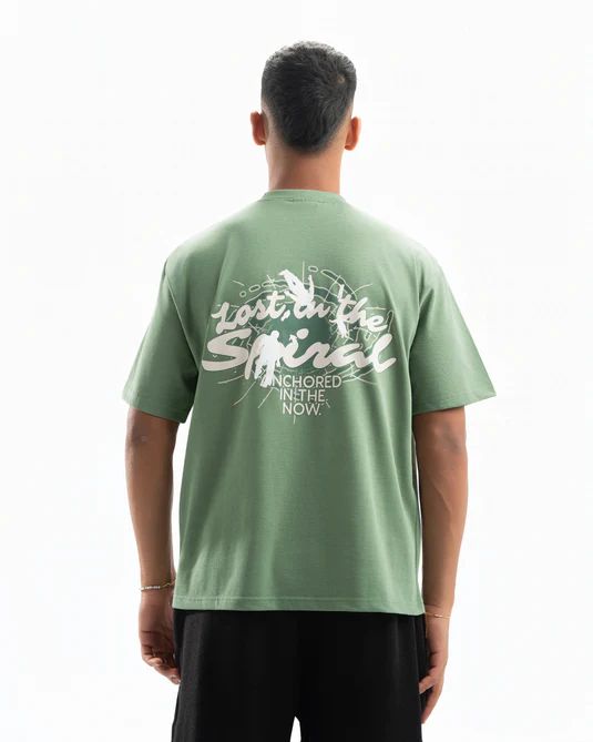 SPIRAL GRAPHIC TEE GREEN M