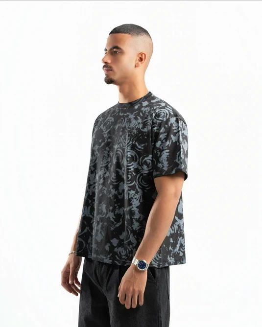 SPIRAL FULL SPIRAL PRINT TEE BLACK XS