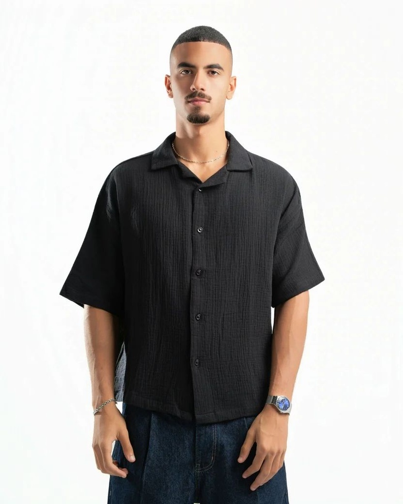 SPIRAL CAPRI HALF SLEEVE SHIRT BLACK M