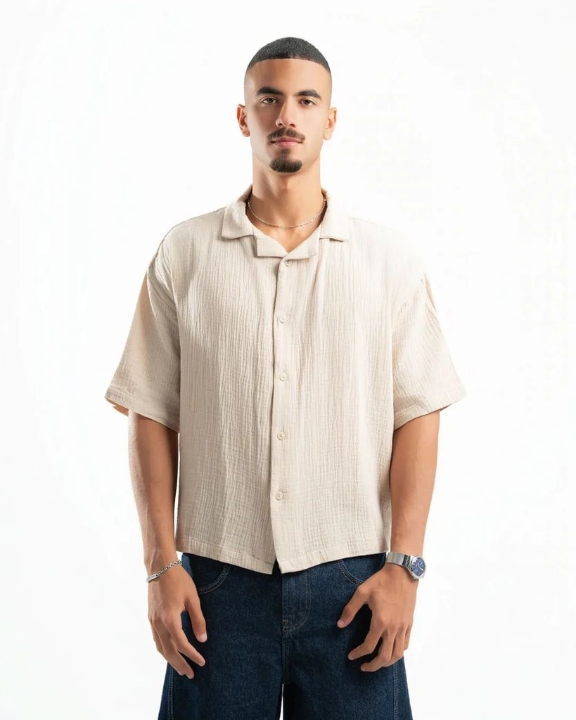 SPIRAL CAPRI HALF SLEEVE SHIRT BEIGE S