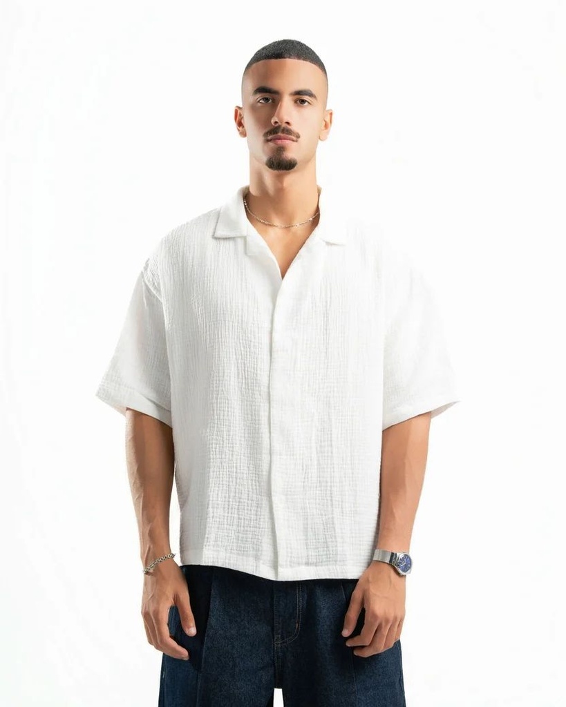 SPIRAL CAPRI HALF SLEEVE SHIRT WHITE S