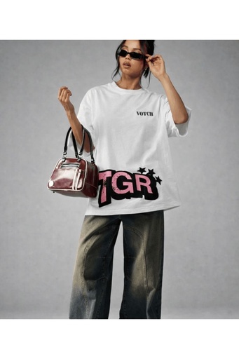 VOTCH TGR WHITE TEE XS