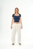 SEEMLY SUMMER SQUARE TOP NAVY XS